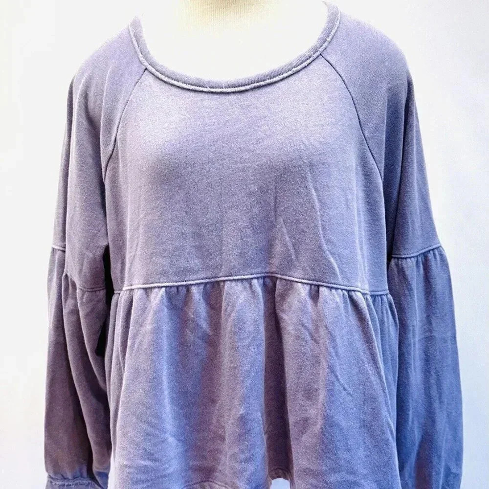 NWT SO Juniors Long Sleeve Pullover Round Neck Joey Purple Shirt Size Medium